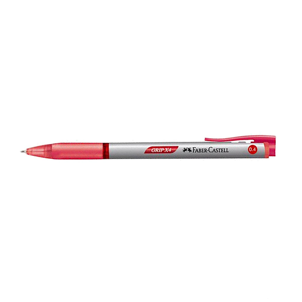 Faber Castell Grip X4 Retractable | Ballpoint Pen 0.4mm - Red