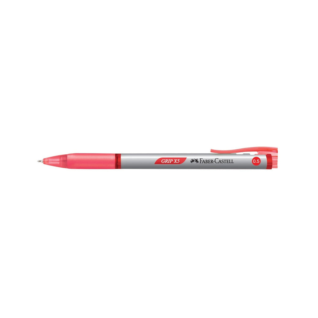Faber Castell Grip X5 Ball Point Pen | 12 Pens - Red