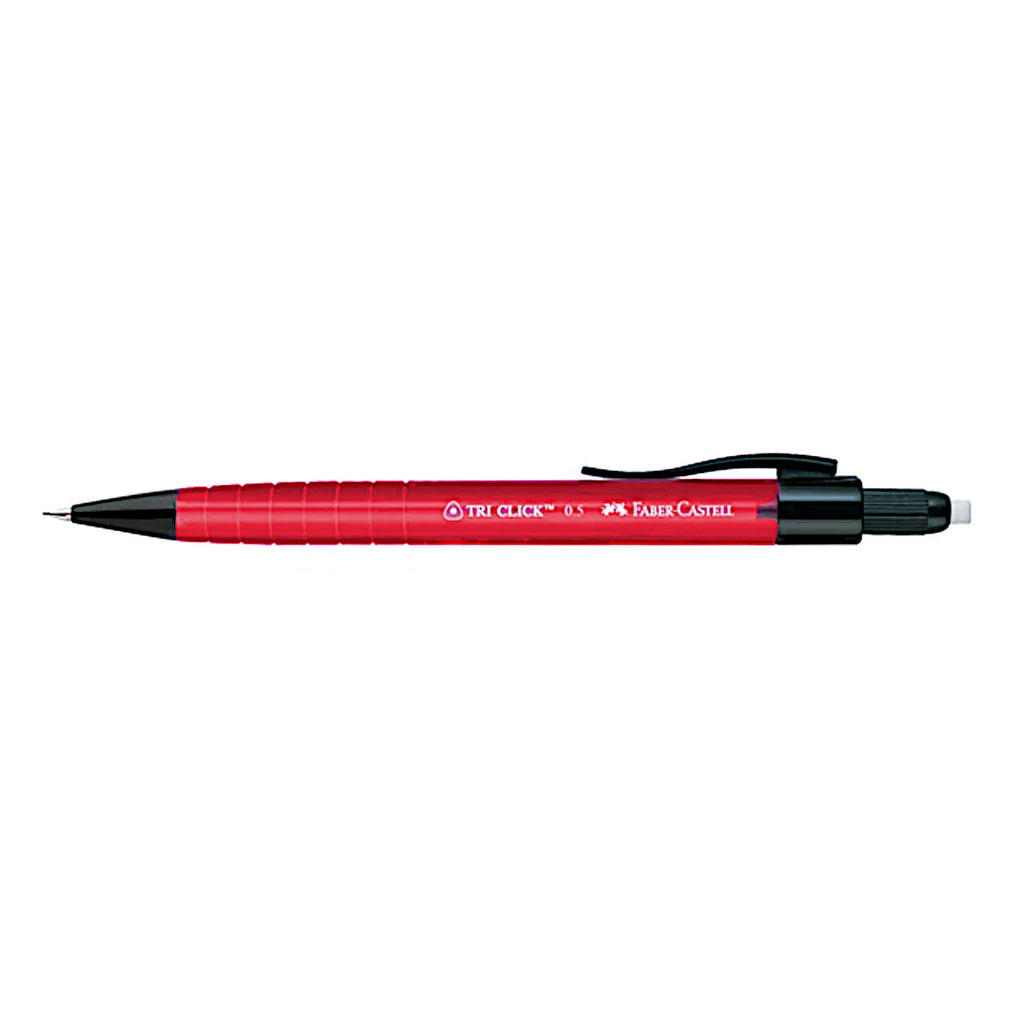 Faber Castell Tri-Click Mechanical Pencil 0.5 with Free lead | Classic Red