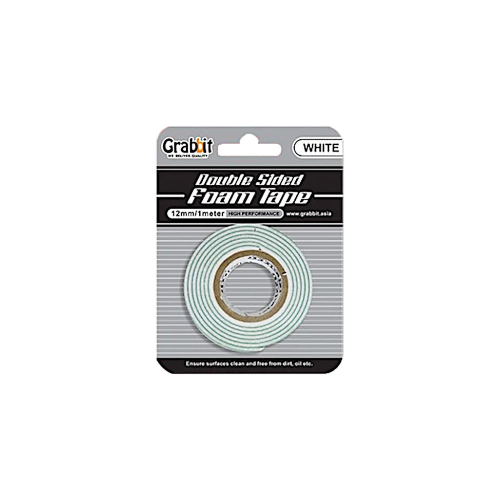Grabbit Double Sided Foam Tape - 1 Roll | White 12mmx1m