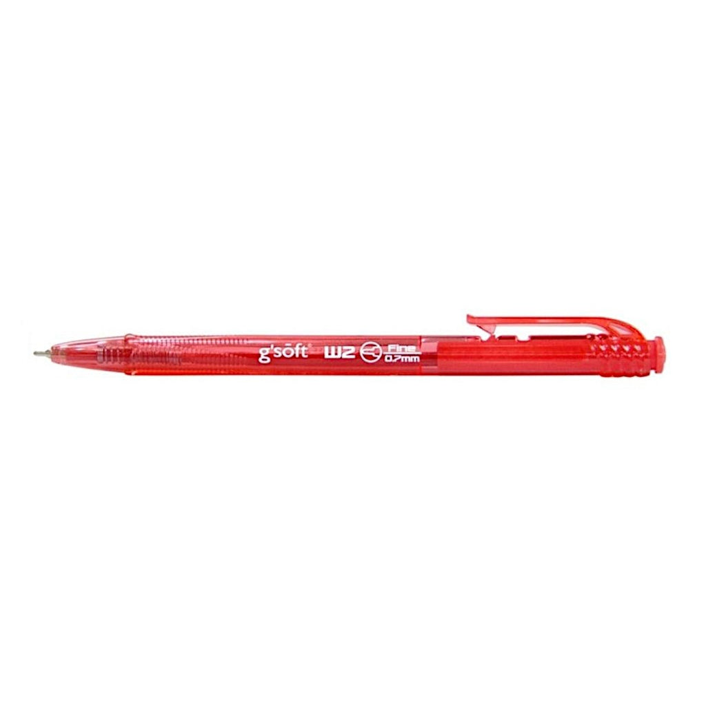 G'Soft W2 Retractable Ball Pen | 0.7mm - Red