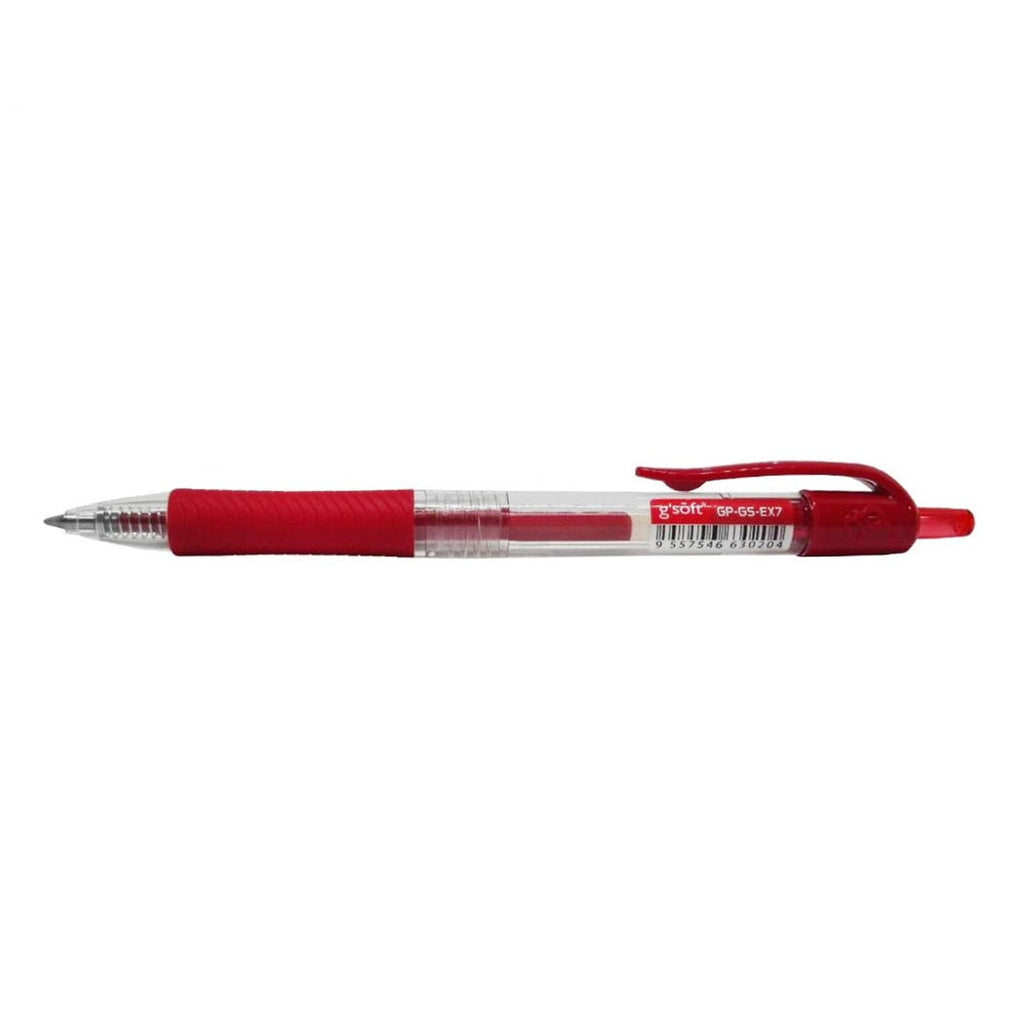 G'Soft EX7 Retractable Gel Ink Pen | 0.7mm - Red