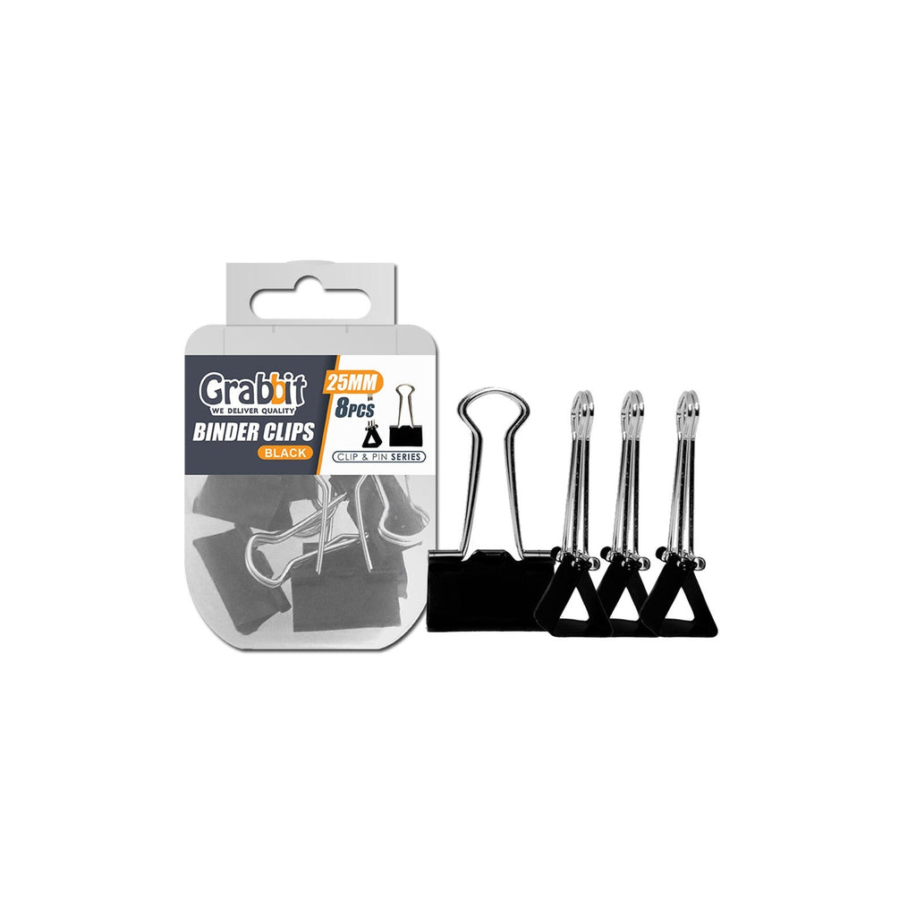 Grabbit Black Binder Clips | 25mm (8pcs/box)