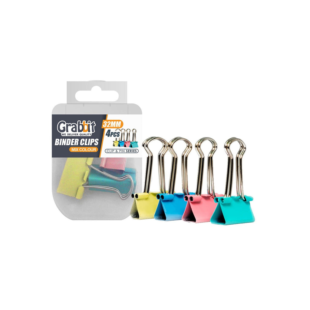 Grabbit Mix Colour Binder Clips | 32mm(4pcs/box)
