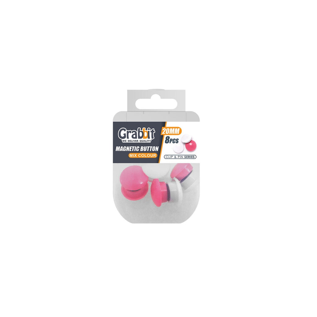 Grabbit Magnetic Buttons 20mm - Pink.White