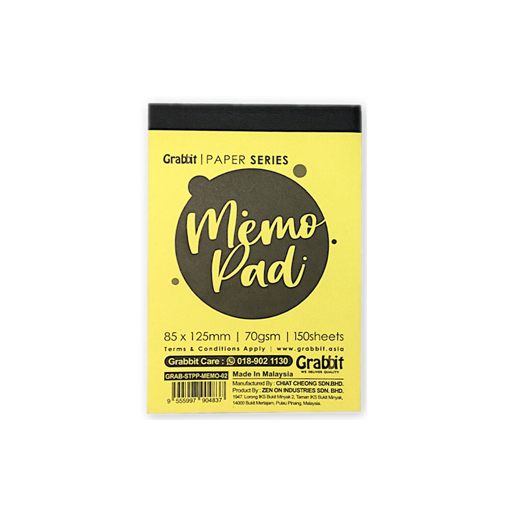 Grabbit Memo Pad 85mm x 125mm -  150 Sheets