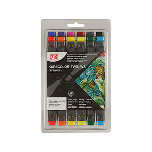 ZIG Kuretake Kurecolor Twin WS Marker - Set of 12 Pens - Basic Colours