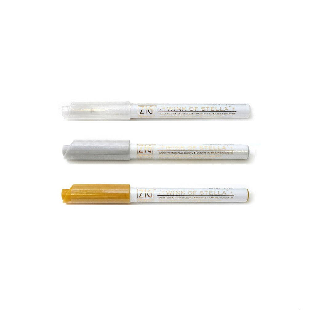 Zig Kuretake Memory System | Wink of Stella - Gold, Silver, Clear