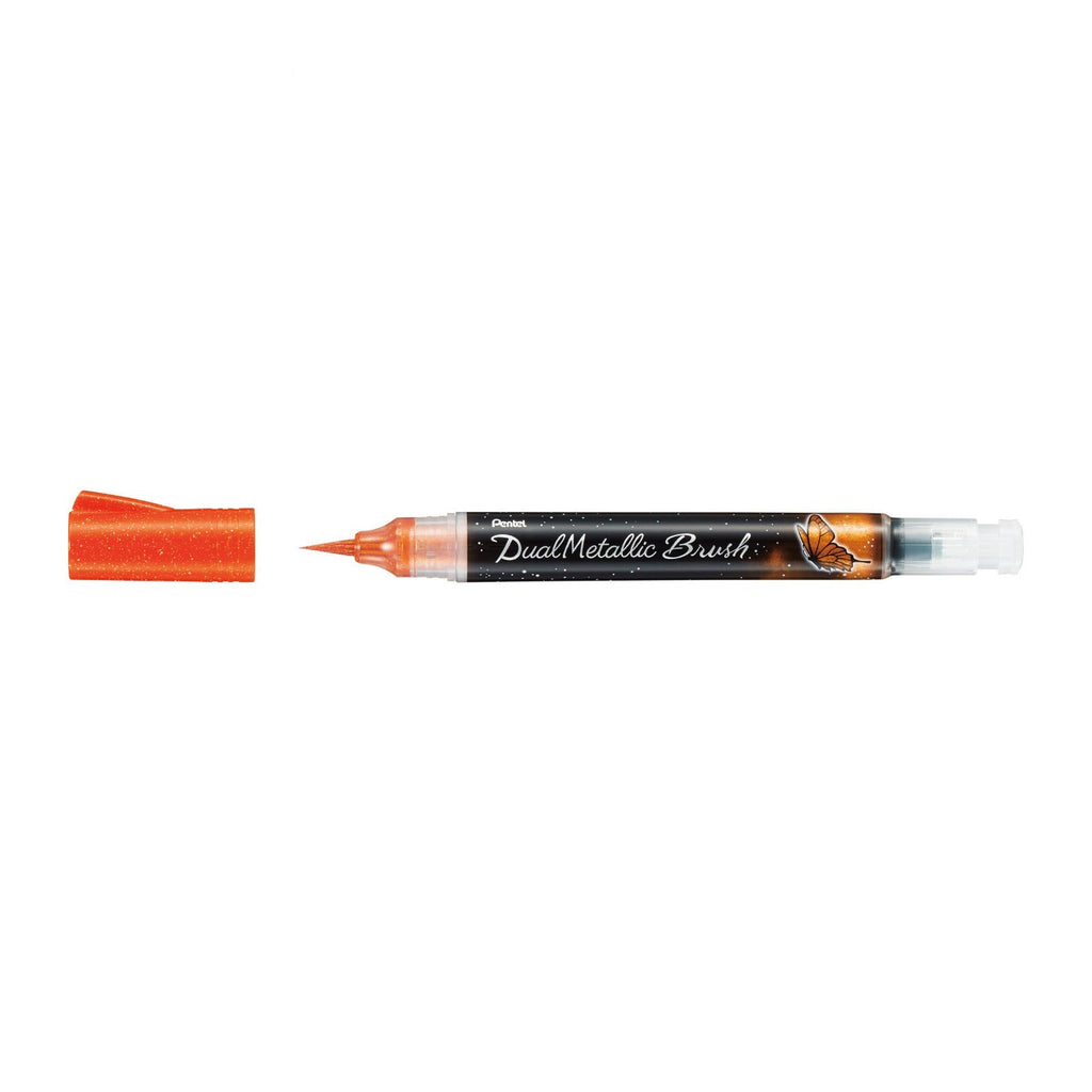 Pentel Dual Metallic Brush Pen | Orange.Metallic Yellow