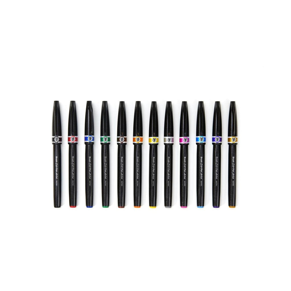 Pentel Artist Extra Fine Brush Sign Pen - Pack of 12 Colour