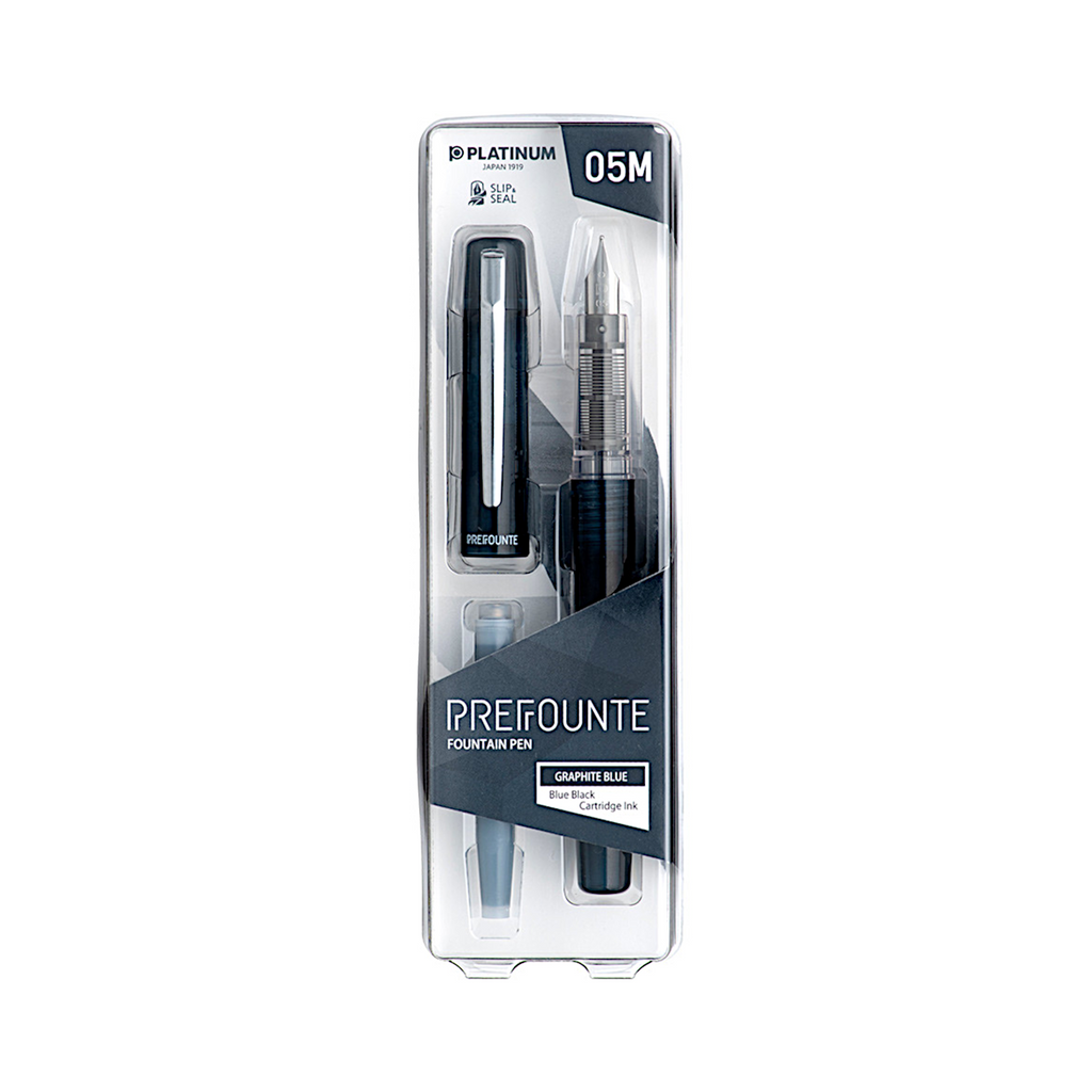 Platinum Prefounte Fountain Pen | Graphite Blue Medium