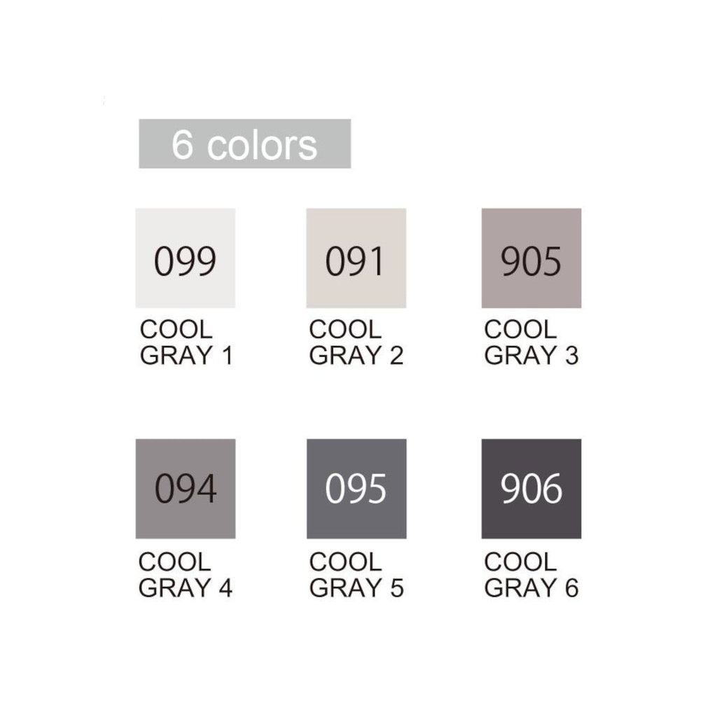 Zig Kuretake Clean Color Real Brush | 6 Colors Set - Cool Gray