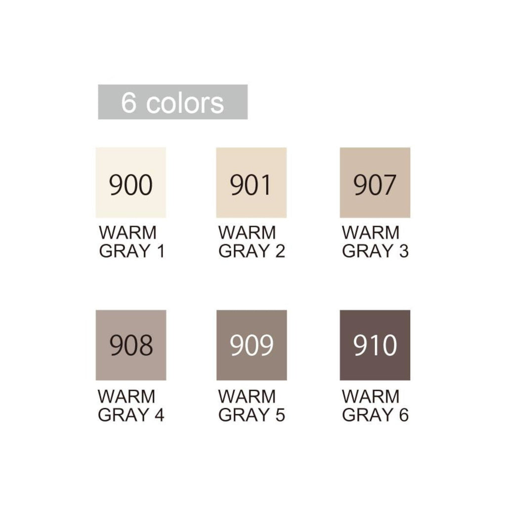 Zig Kuretake Clean Color Real Brush | 6 Colors Set - Warm Gray