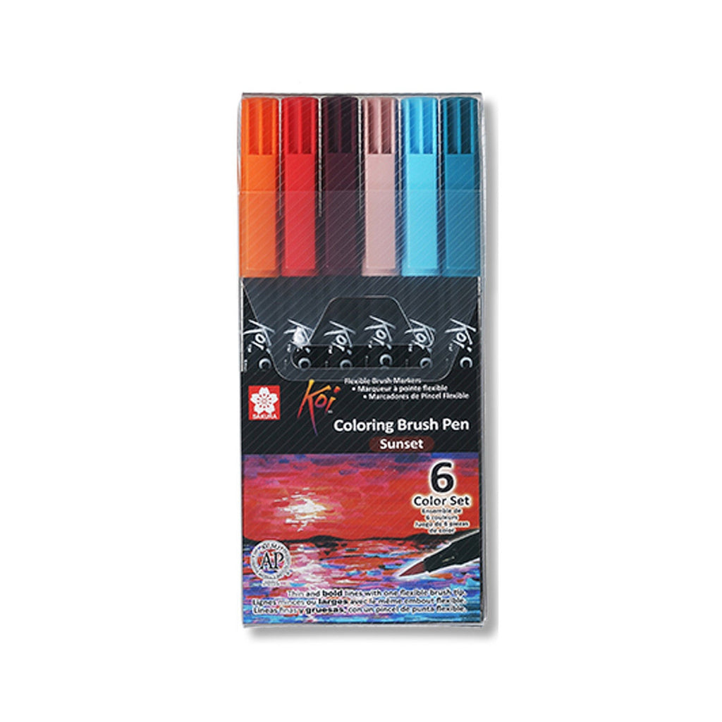 Sakura Koi Colouring Brush Pen | 6 Colour Set - Sunset
