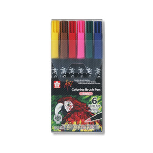 Sakura Koi Colouring Brush Pen | 6 Colour Set - Basic