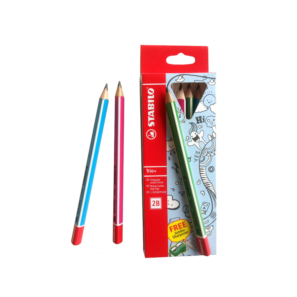 Stabilo Triangular Jumbo 2B Pencil Trio+ | Easy Grip | Children Friendly