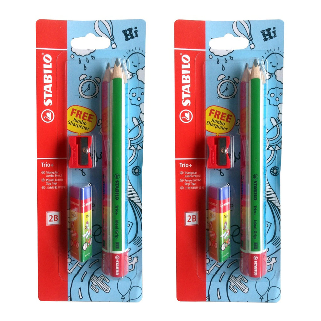Stabilo Triangular Jumbo 2B Pencils Trio+ | 2 Pack