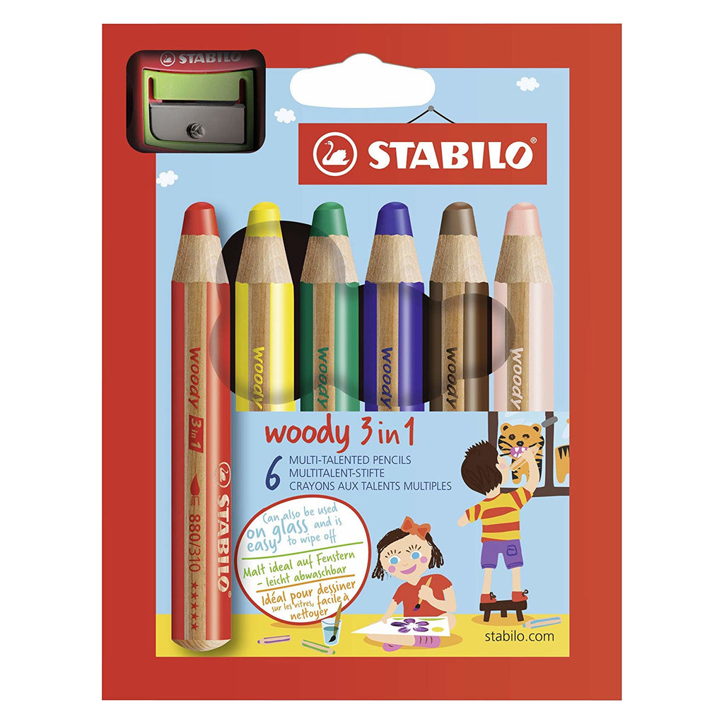 Stabilo Woody 3 in 1 Pencil | 6's + Sharpener