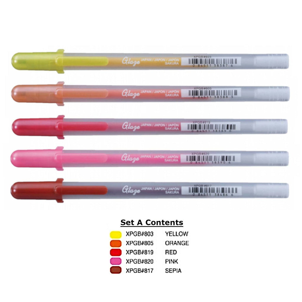 Sakura Gelly Roll | Glaze Colour Set | Pack of 5 Pens - Set A