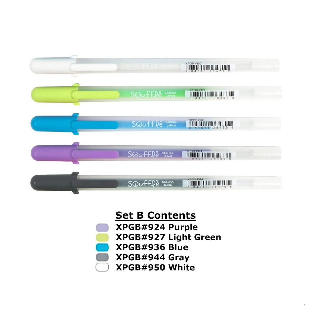 Sakura Gelly Roll | Souffle Colour Set | Pack of 5 Pens - Set B