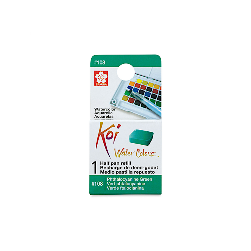 Sakura Koi Water Colours Half Pan Refill - #108 Phthalocyanine Green