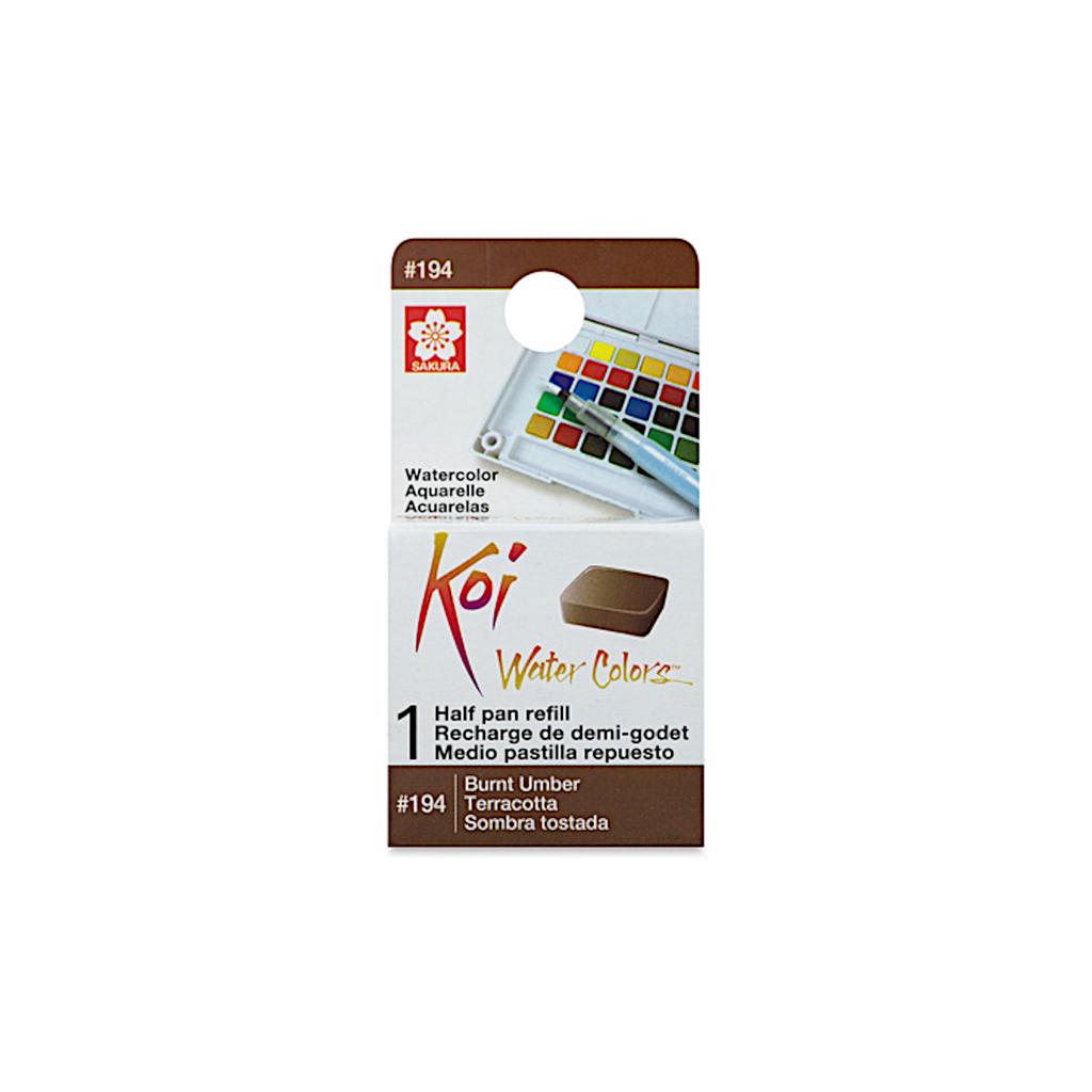 Sakura Koi Water Colours Half Pan Refill - #194 Burnt Umber