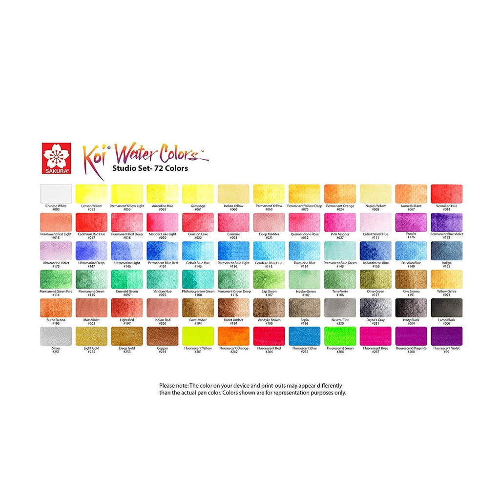 Sakura Koi Studio Watercolor Set | 72 Colours