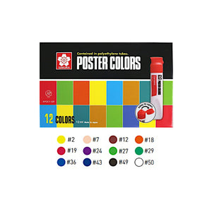 Sakura Poster Colour 12ml - 12 Colour Set