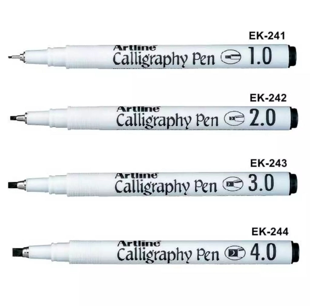 Artline Calligraphy Pen Black Ink - 1.0, 2.0, 3.0, 4.0mm