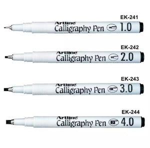 Artline Calligraphy Pen Black Ink - 1.0, 2.0, 3.0, 4.0mm