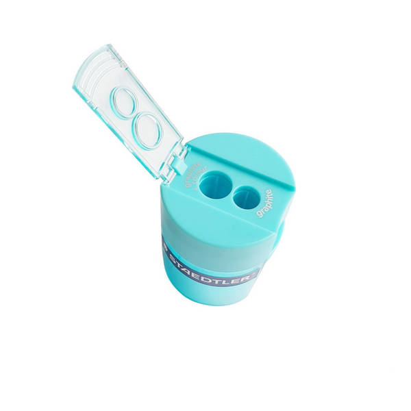 Taille-Crayon Double Pointe Staedtler 512 006 - Couleur Turquoise - Angle 23° Pour Crayons à Papier, 30° Pour Crayons De Couleur - 6