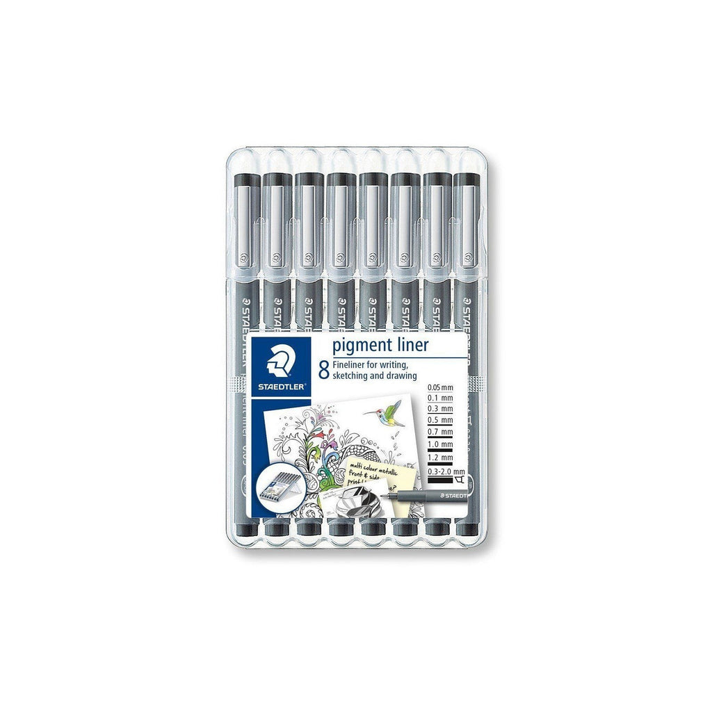 Staedtler Pigment Liner Fineliner 0.05mm - 2.0mm | 8 Pen Set