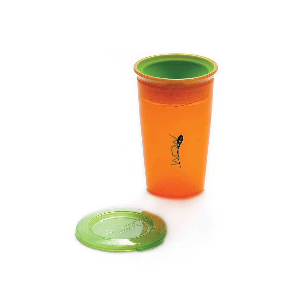 JUICY! WOW Cup for Kids Translucent Spill Free Tumblers - Orange/Green