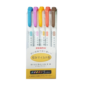 Zebra Mildliner Double Sided Highlighter - 5 Colour Set