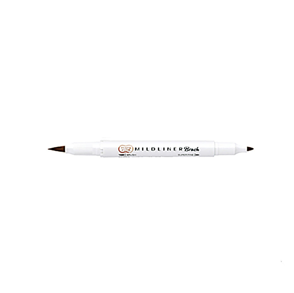 Zebra Mildliner Brush | Double Sided Highlighter | Mild Brown