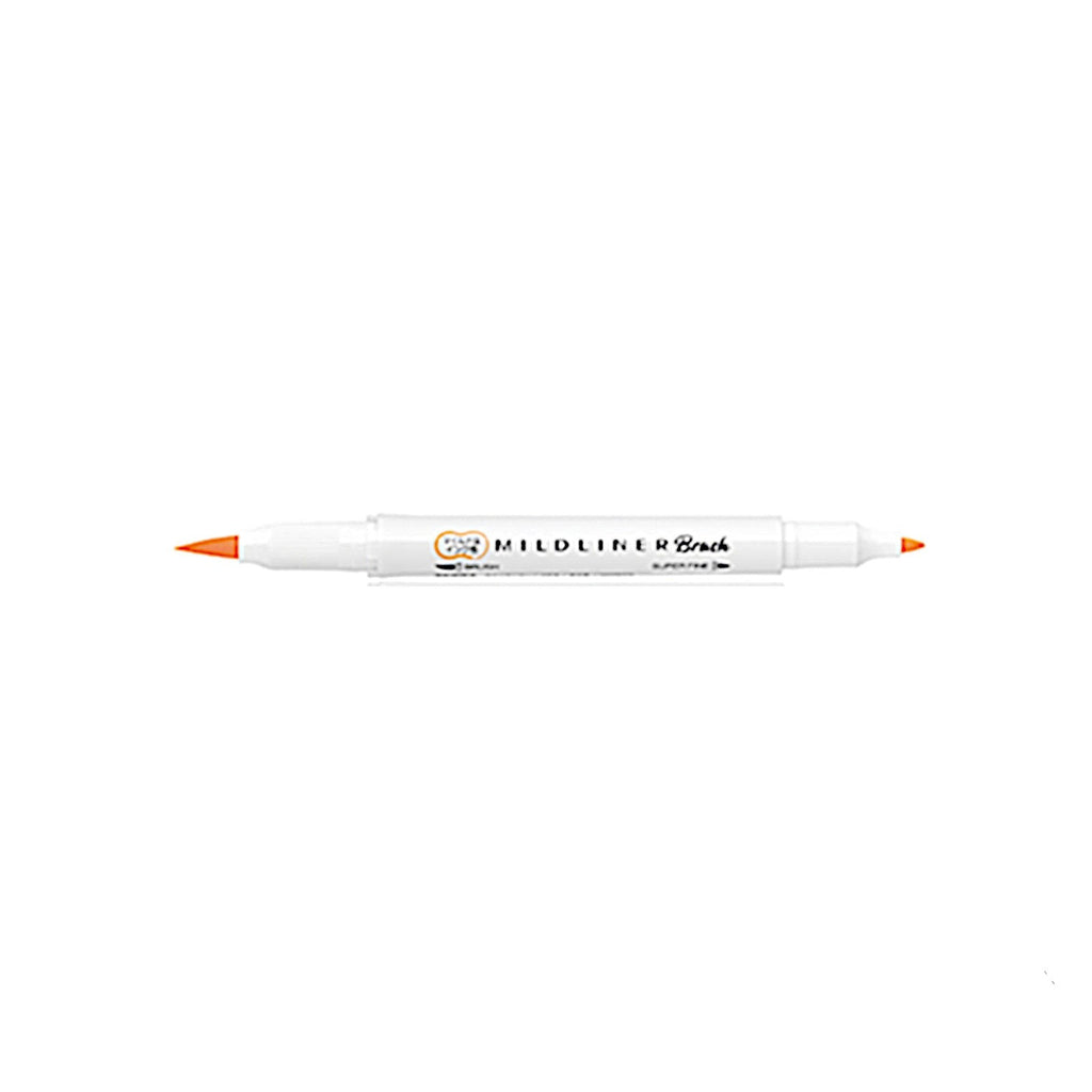 Zebra Mildliner Brush | Double Sided Highlighter | Mild Orange