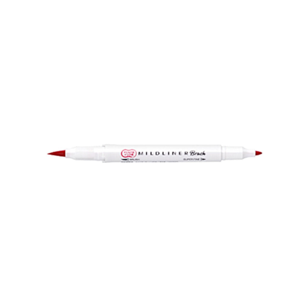 Zebra Mildliner Brush | Double Sided Highlighter | Mild Red