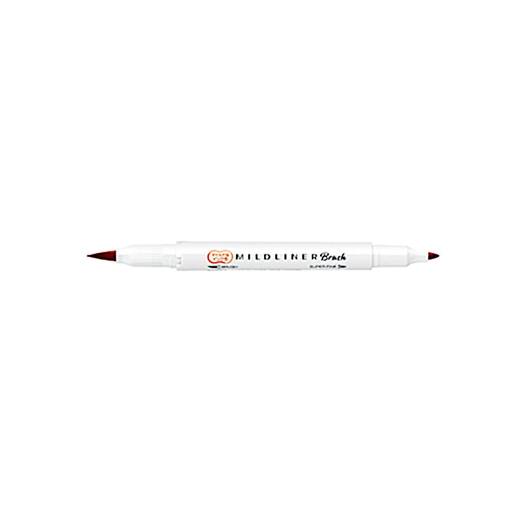 Zebra Mildliner Brush | Double Sided Highlighter | Mild Vermilion