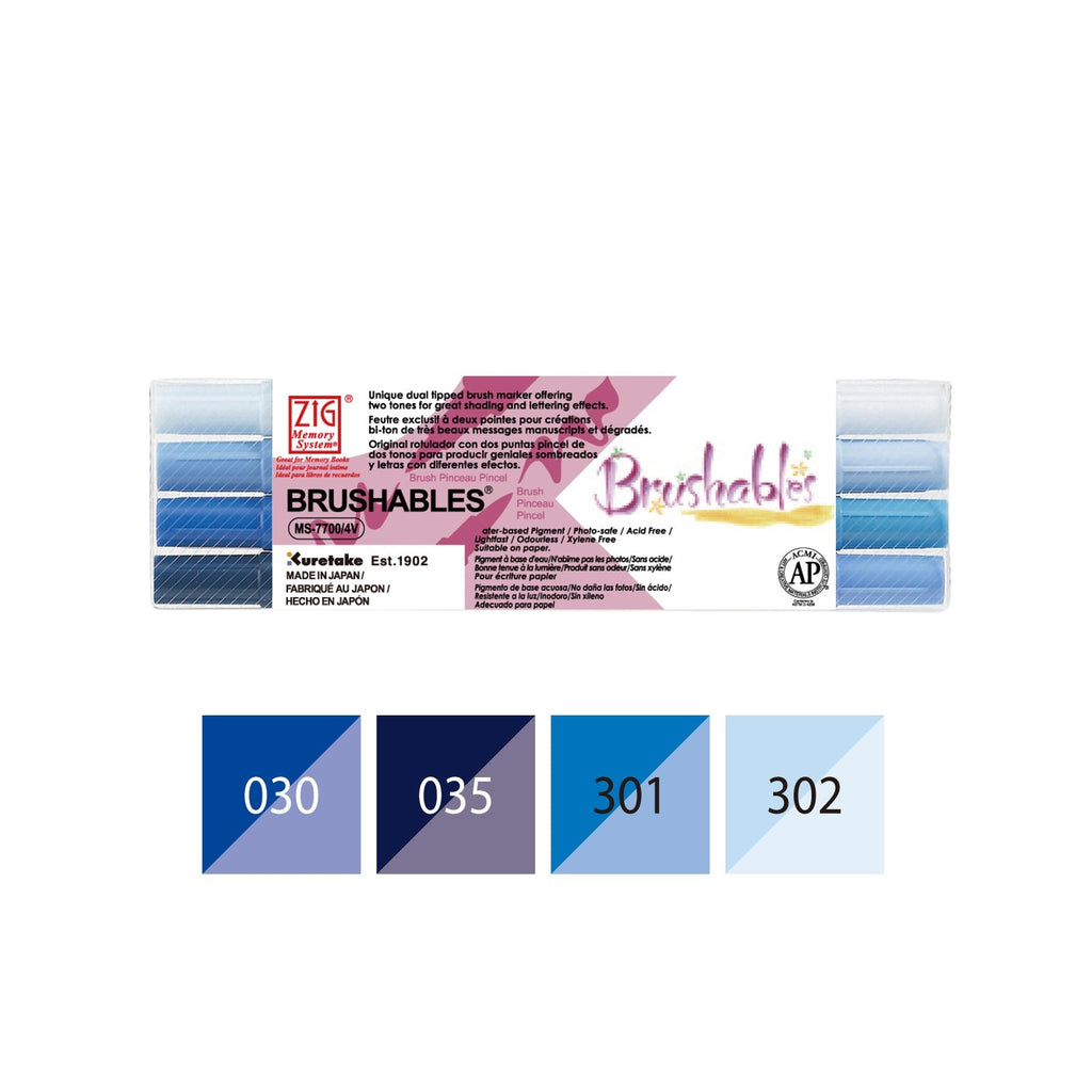 Kuretake Memory System Brushable Pen | Blue Set