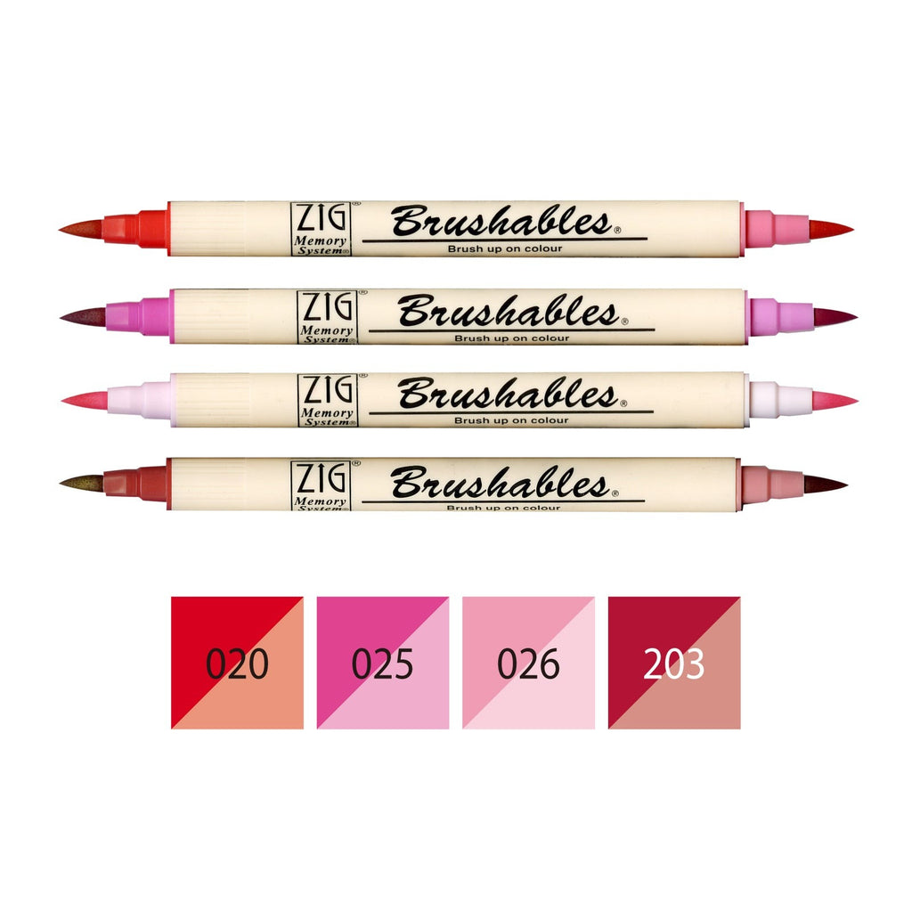 Kuretake Memory System Brushable Pen | Red Set
