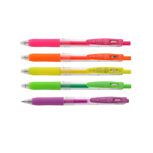 Zebra Sarasa Binder Clip Gel Ink 0.5 mm Neon Set 1 Station Hub