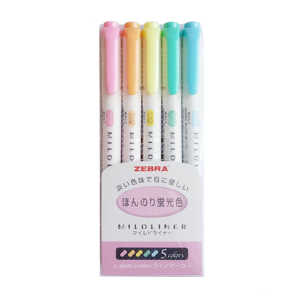 Zebra Mildliner Double Sided Highlighter - 5 Colour Set