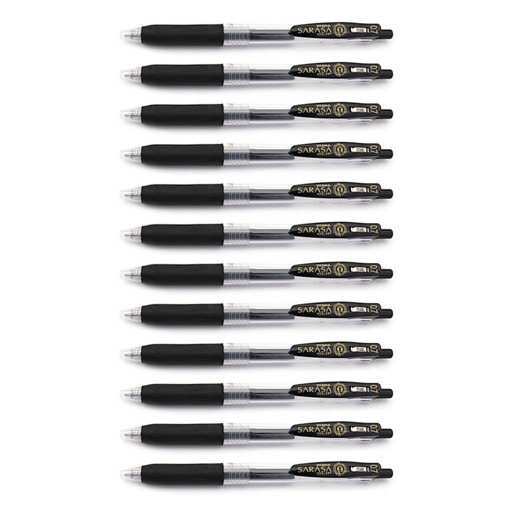 Zebra Sarasa Push Clip Retractable Gel Ink Pen 0.7mm - 12pens - Black