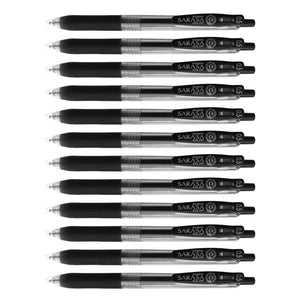 Zebra Sarasa Push Clip Retractable Gel Ink Pen 0.5mm - 12pens- Black