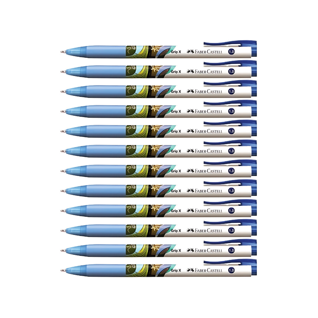 12pcs Faber Castell Grip X10 Ball Point Pens 1.0mm | Blue