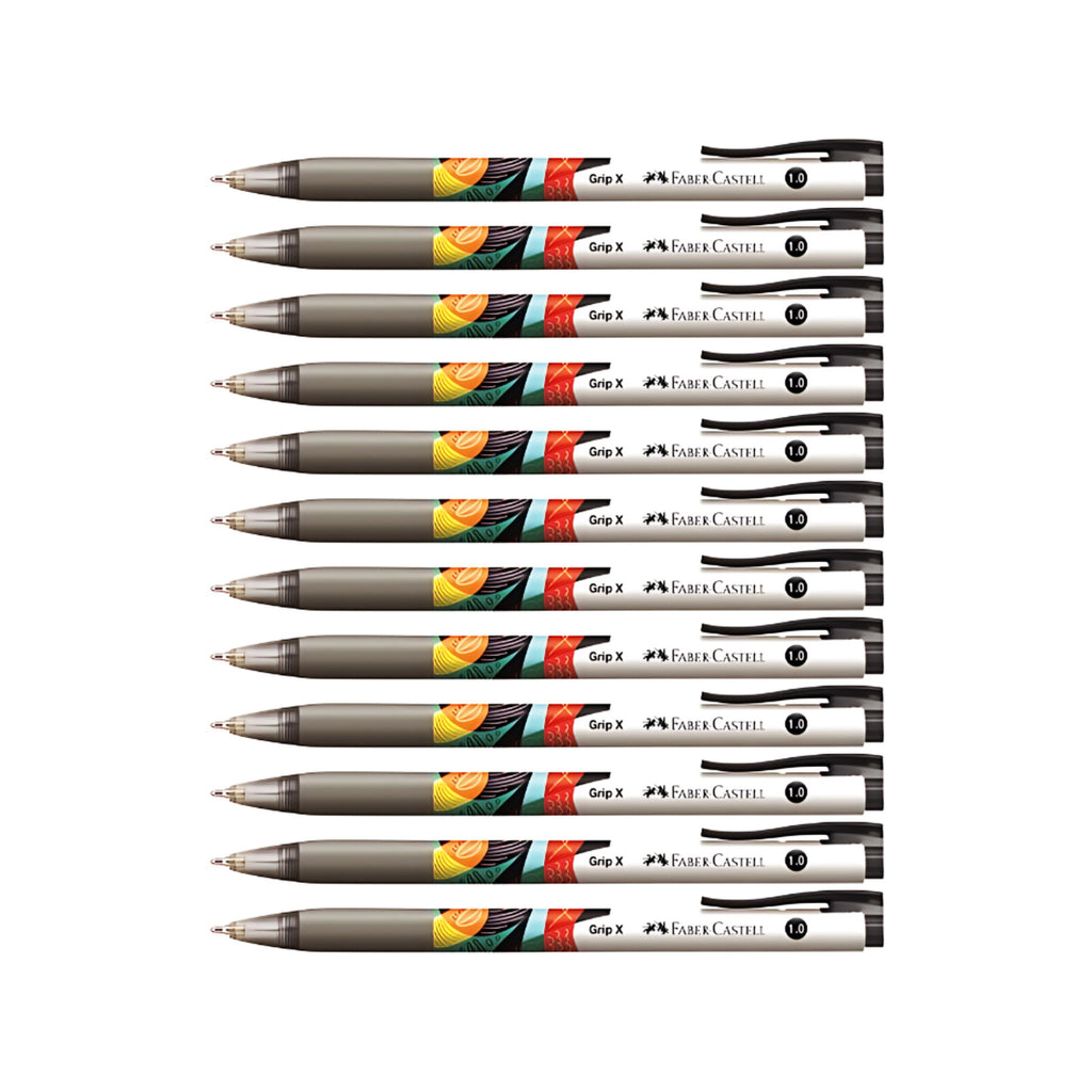 12pcs Faber Castell Grip X10 Ball Point Pens 1.0mm | Black
