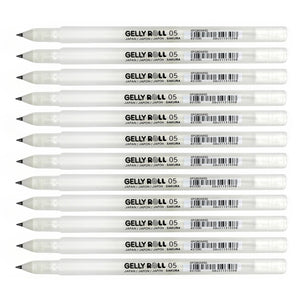 12pcs Sakura Gelly Roll Classic White Gel Ink Pen | Fine