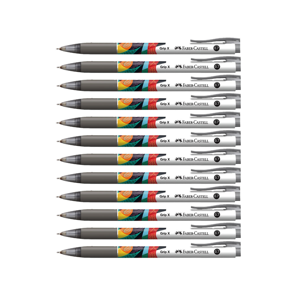 12pcs Faber Castell Grip X7 Ball Point Pens 0.7mm | Black (V2)