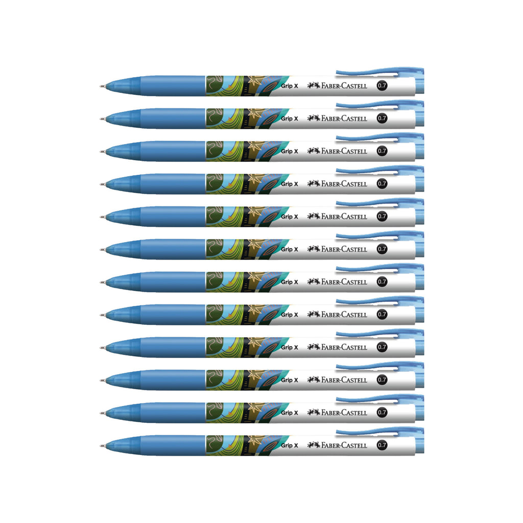 12pcs Faber Castell Grip X7 Ball Point Pens 0.7mm | Blue (V2)