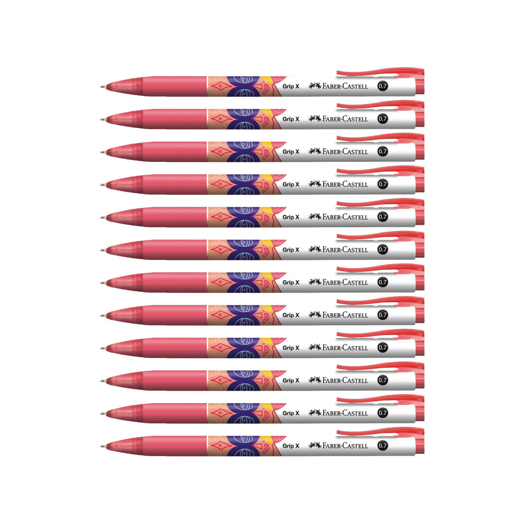 12pcs Faber Castell Grip X7 Ball Point Pens 0.7mm | Red (V2)